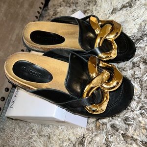 Sz 43/10 Men’s Black JW Anderson Flat Leather Mules